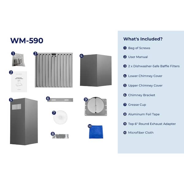 30 in. Convertible Wall Mount Range Hood with Changeable LED Baffle Filters in Black Stainless Steel