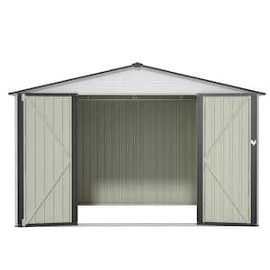 10 ft. W x 8 ft. D White Outdoor Metal Storage Shed Garden Tools Room with Lockable Doors and Vents (80 sq. ft.)