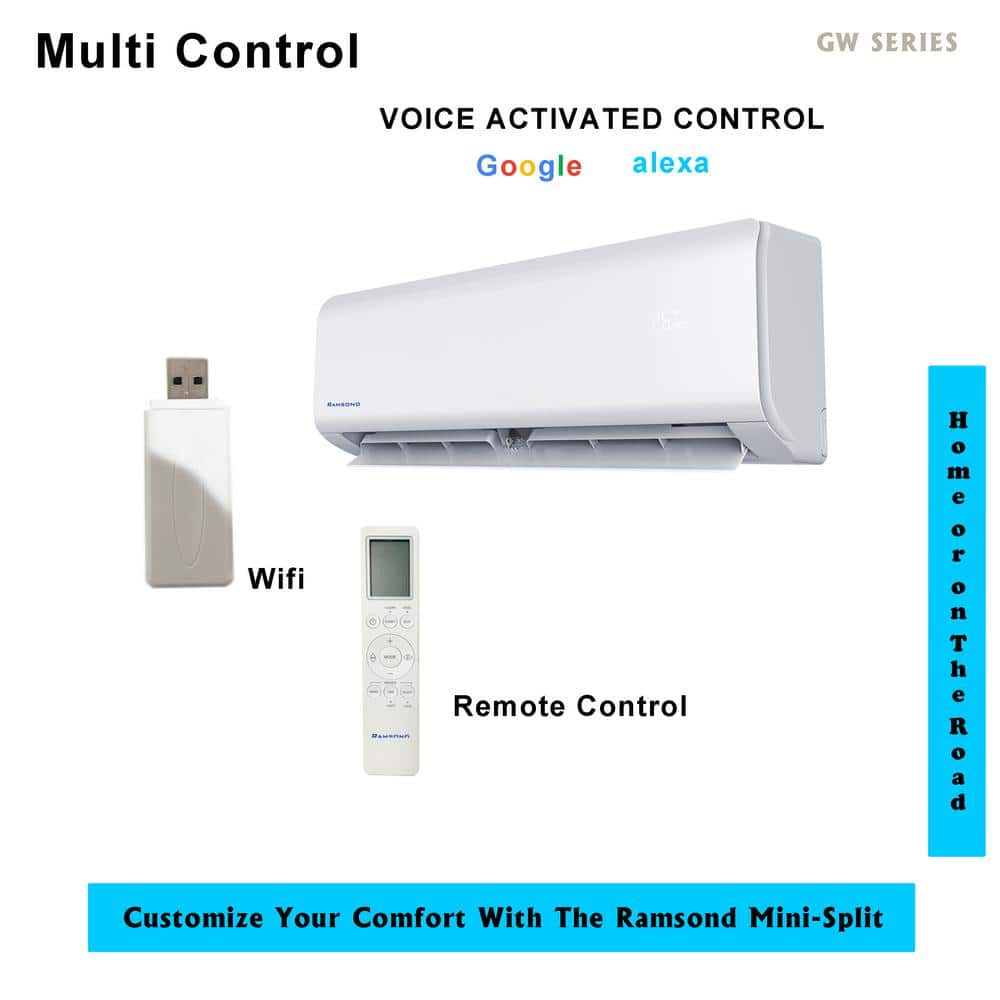 Ramsond 12,000 BTU White Wi-Fi Ductless Mini Split Air Conditioner with Heater