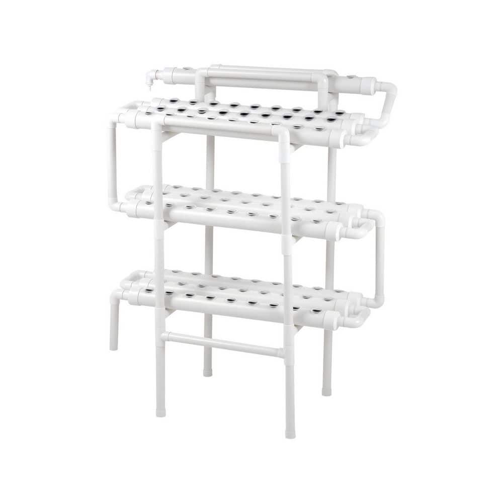 50.39 in. White UPVC Pipe 3-Tier Hydroponics Growing System with 90 Plant Sites Full Growing Accessories 1-Pack price history on PriceWatchPro