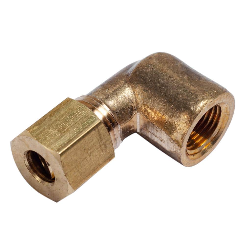 Legines Brass Compression Fitting, Male 90 Degree Elbow, 1/4 Tube OD x  1/4 NPT Male Pipe, Pack of 2