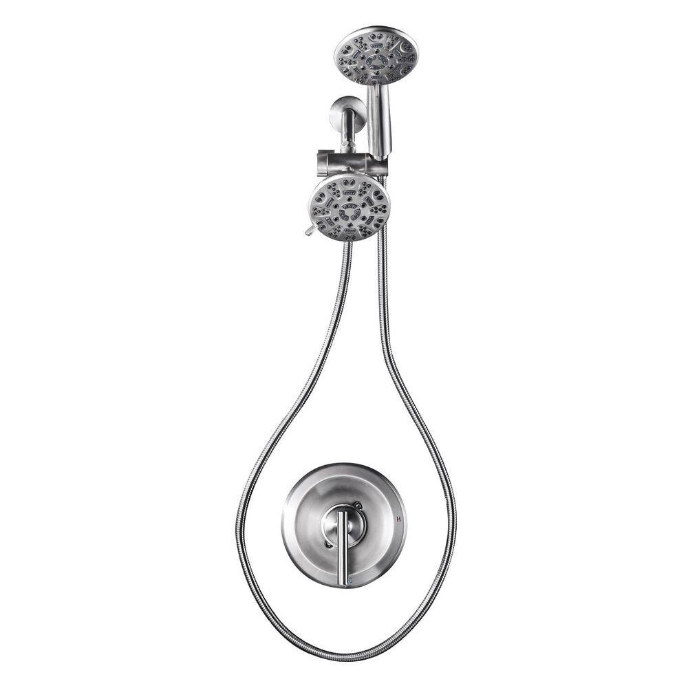 Single Handle 7-Spray Shower Faucet and Dual Tub 1.8 GPM with Pressure Balance in Brushed Nickel (Valve Included) price history on PriceWatchPro