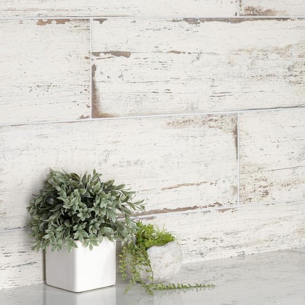 Retro Blanc 8-1/4 in. x 12 in. Porcelain Floor and Wall Take Home Tile Sample