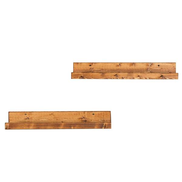 Del Hutson Designs Rustic Luxe 7 in. x 24 in. Walnut Pine Floating Decorative Wall Shelves