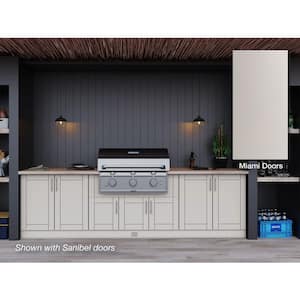 Miami Shoreline Gray 17-Piece 121.25 in. x 34.5 in. x 28 in. Outdoor Kitchen Cabinet Island Set