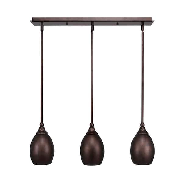 Unbranded Livingston 100-Watt 3 Light Bronze Linear Pendant Light with 5 in. Bronze Metal Shade No Bulbs Included