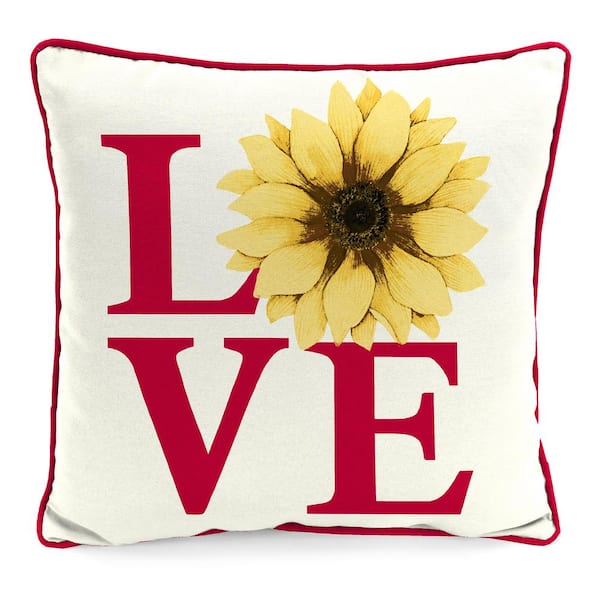 Jordan Manufacturing 16 in. L x 16 in. W x 4 in. T Outdoor Throw Pillow in Love Sunflower