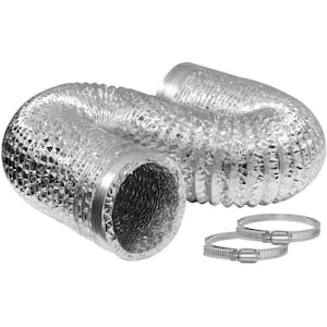 4 in. x 25 ft. Aluminum Flexible Dryer Vent Hose with 2 Clamps for HVAC Ventilation