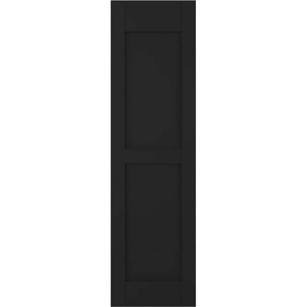12 in. W x 42 in. H Americraft 2 Equal Flat Panel Exterior Real Wood Shutters Per Pair in Black price history on PriceWatchPro