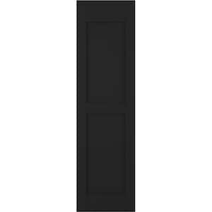 15-in W x 72-in H Americraft Two Equal Flat Panel Exterior Real Wood Shutters (Per Pair), Black