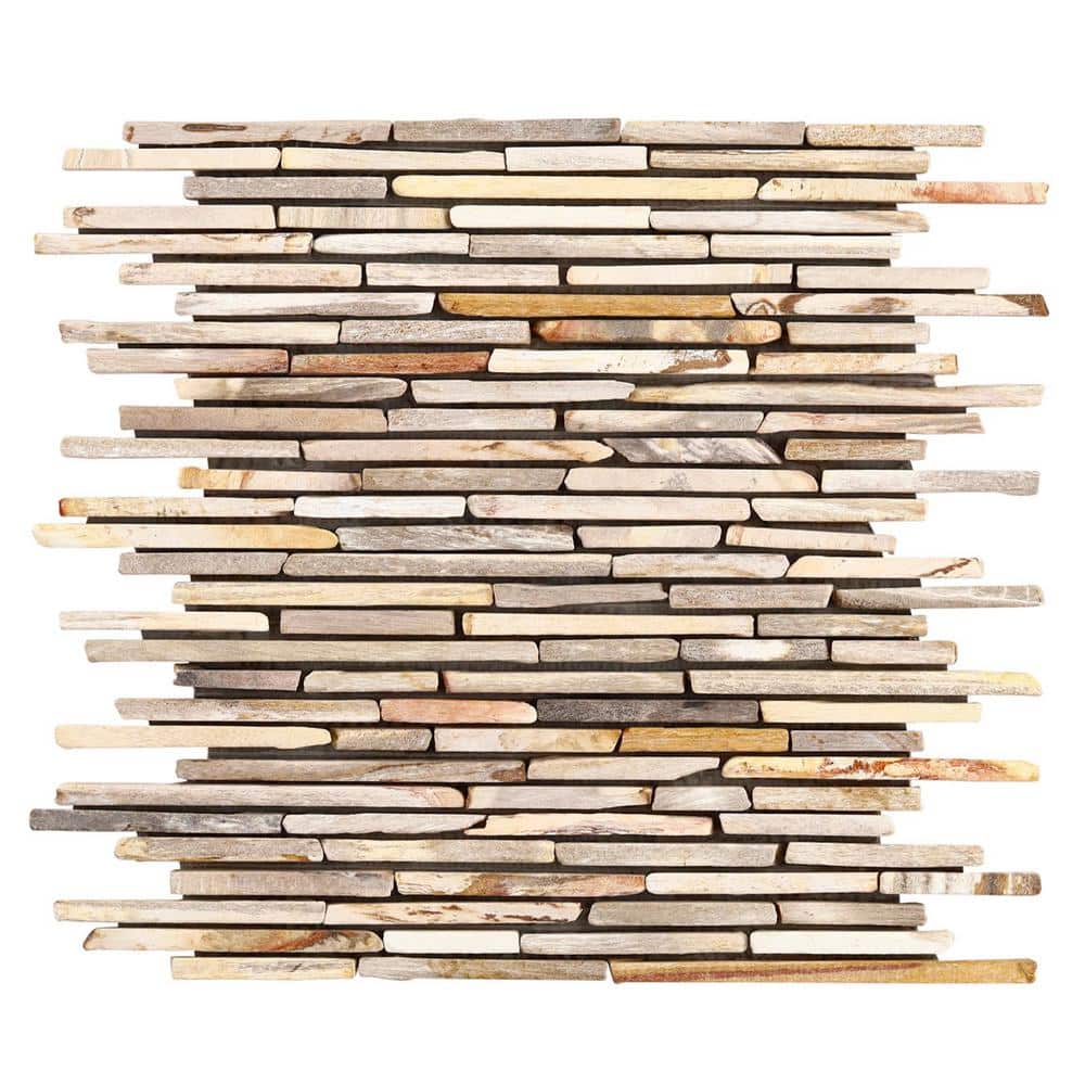Petra Tumbled Brown Marble Mosaic Tile for Shower and Deck