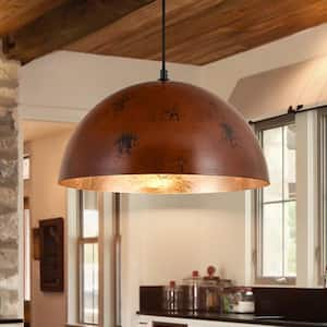 14.96 in. 1-Light Industrial Copper Dome Hanging Pendant Light for Kitchen Island