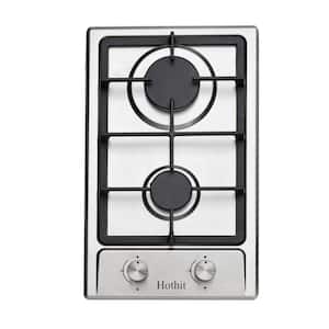 12 in. 2-Burners Recessed Gas Cooktop in Stainless Steel with Electronic Ignition Gas Hob