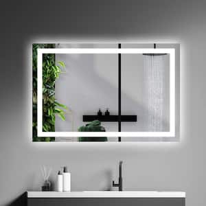 48 in. W x 36 in. H Large Rectangular Frameless Anti-Fog Ceiling Wall Mount Bathroom Vanity Mirror in Silver