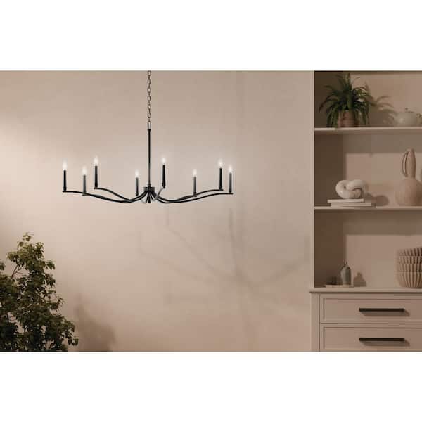 KICHLER Malene 52 in. 8-Light Black Traditional Candle Chandelier for Dining Room