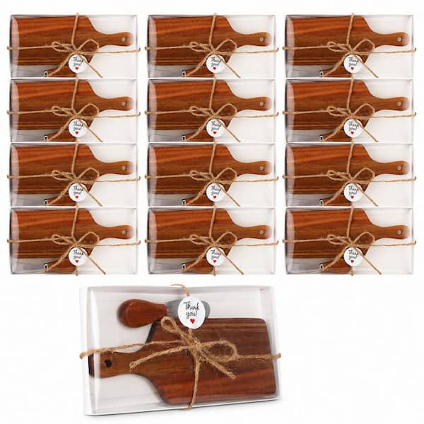 Mini Acacia Wood Charcuterie Board Set with Butter Knives and Gift Boxes for Bridal Baby Shower Wedding