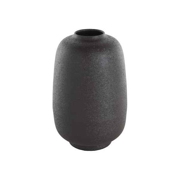 Litton Lane Black Textured Rounded Metal Decorative Vase