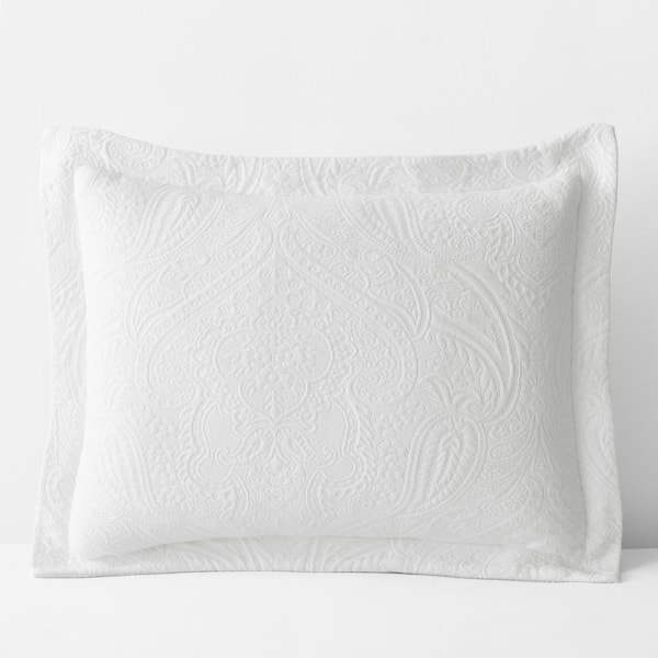The Company Store Hillcrest Cotton Matelasse White Single Standard Sham