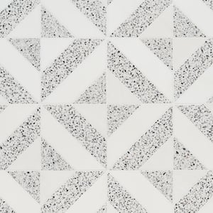 Lupa Diagonal Truffle White 11.81 in. x 11.81 in. Polished Marble and Terrazzo Mosaic Tile (0.96 Sq. Ft./Each)