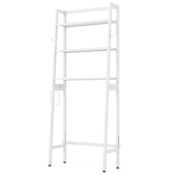 25.5 in. W x 62.5 in. H x 11 in. D 3-Tier White Over The Toilet Storage Shelf with Adjustable Bottom