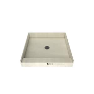 Redi Base 32 in. L x 32 in. W Alcove Single Threshold Shower Pan Base with Center Drain in Brushed Nickel