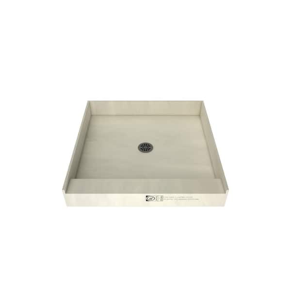 Tile Redi Redi Base 32 in. L x 32 in. W Alcove Single Threshold Shower Pan Base with Center Drain in Brushed Nickel