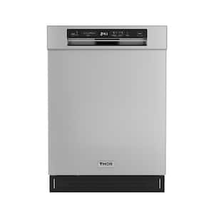 24 in. Front Control Built-In Tall Tub Dishwasher in Stainless Steel with 7-Cycles 52 cBA and Pocket Handle