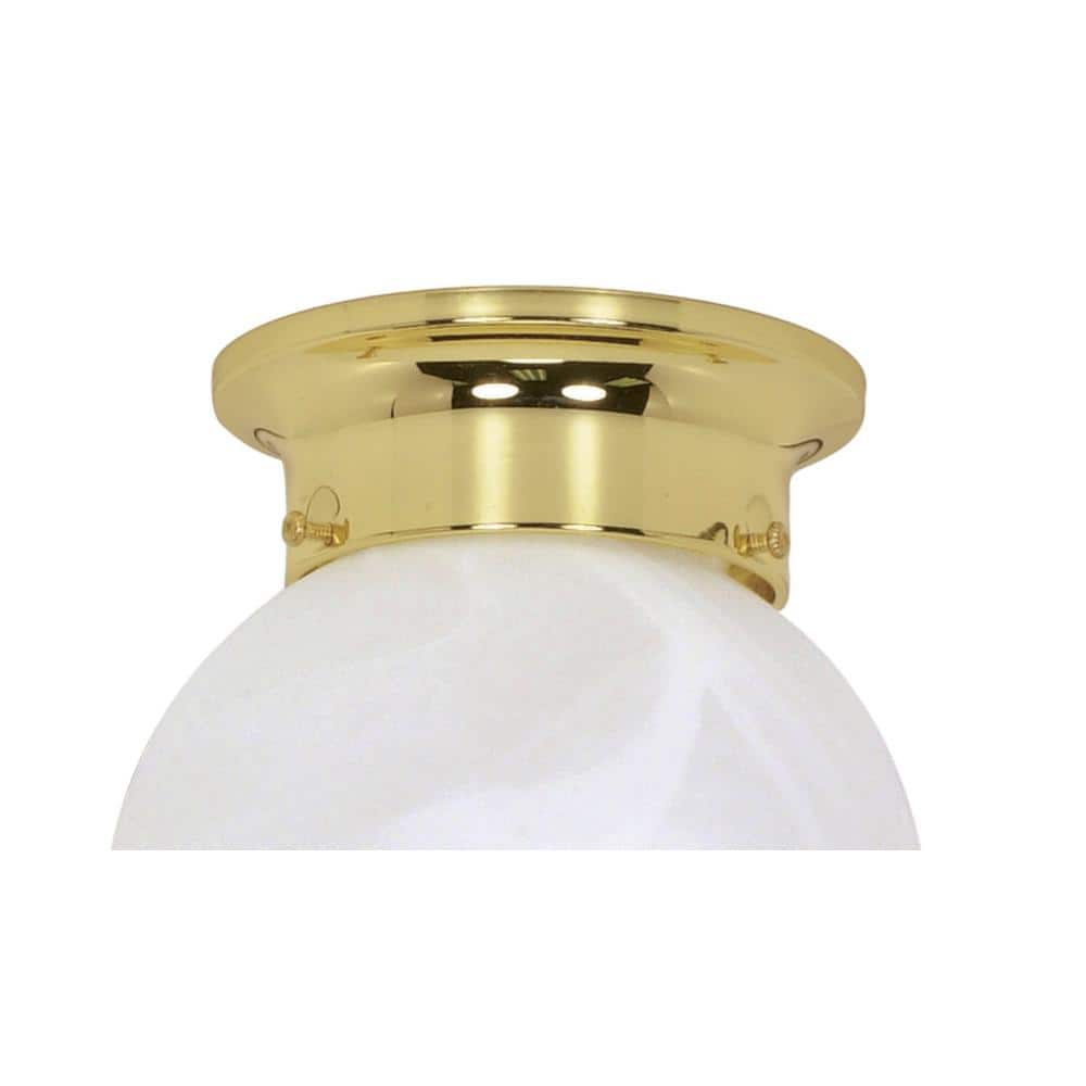 Brass and Glass 7.25" Indoor/Outdoor Globe Flush Mount Light
