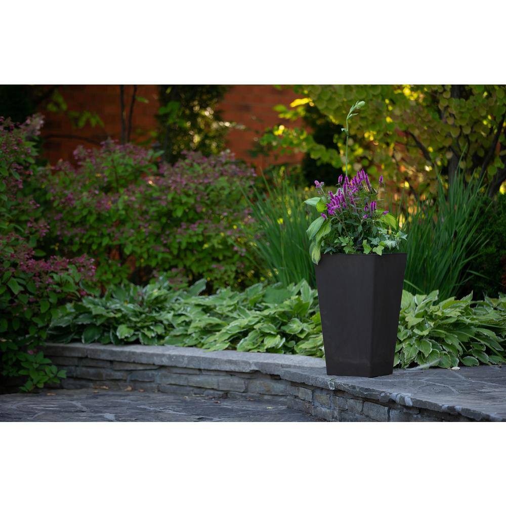Valencia Weathered Black Square Outdoor Planter, 25 Quart