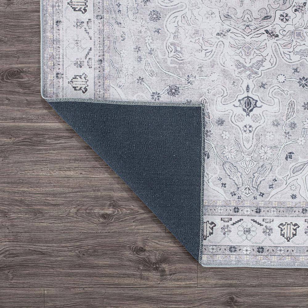 Gray Medallion Flat Woven Machine Washable Area Rug