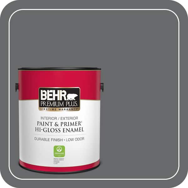 BEHR PREMIUM PLUS 1 gal. #PPU26-02 Imperial Gray Hi-Gloss Enamel Interior/Exterior Paint & Primer