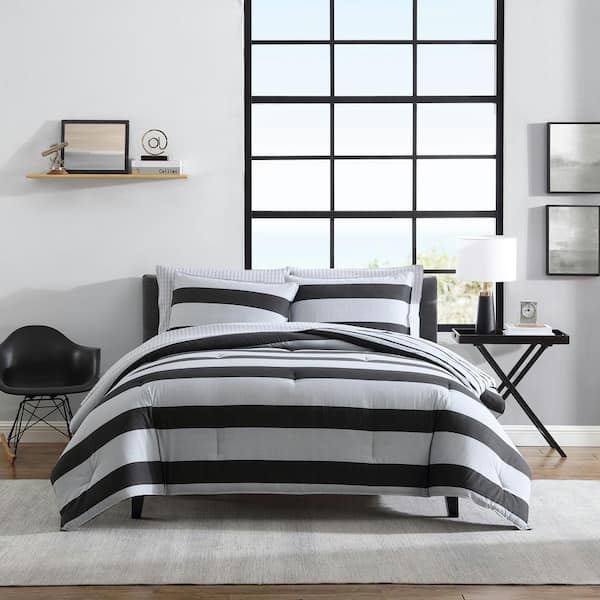 Nautica Lawndale 3-Piece Gray Cotton Full/Queen Comforter Set