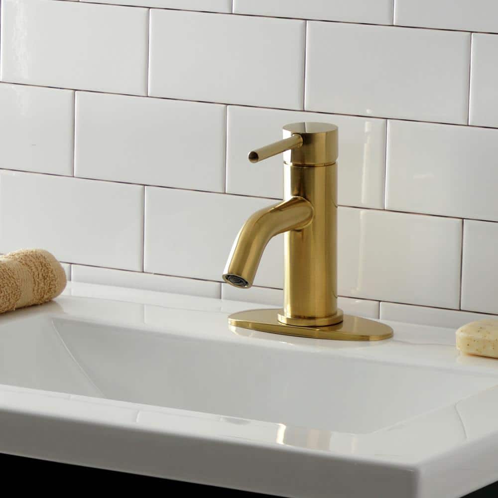 Concord 6'' Sleek Cylindrical Brushed Brass Bathroom Faucet
