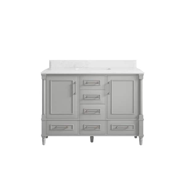 Willow Collections Hudson 48 in. W x 22 in. D x 36 in. H Bath Vanity in Coventry Gray with Cove Edge Empira Quartz Top
