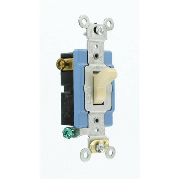 15 Amp Industrial Grade Heavy Duty 3-Way Lighted Handle Toggle Switch, Ivory 1203-LHI