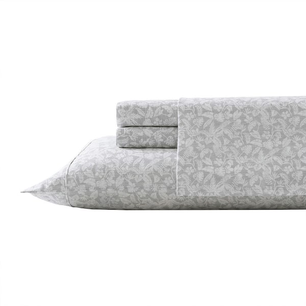 Koya 4-Piece Grey Cotton King Cooling Sheet Set