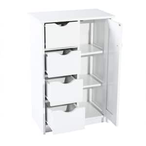 22 in. W x 12 in. D x 33 in. H Pure White Wood Linen Cabinet with 4-Drawers and 3-Shelves