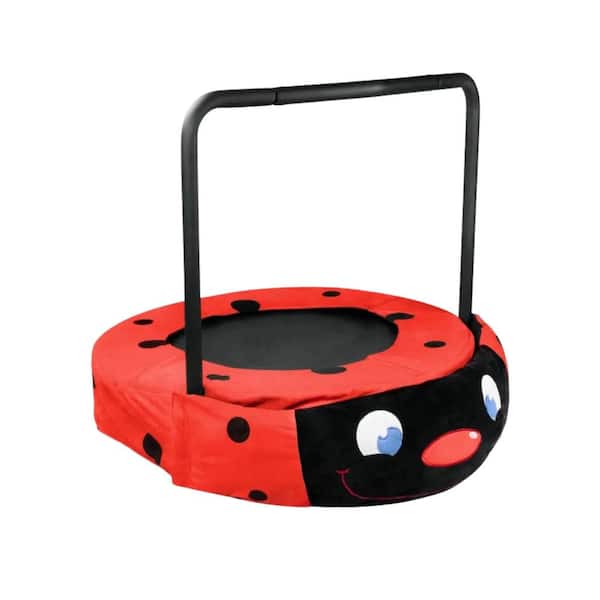 Kids Ladybug Trampoline, Foldable Design for Easy Storage, Black and Red, Indoor/Outdoor Fun for Ages 3-7
