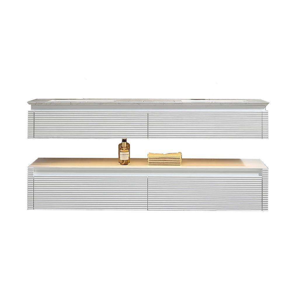 60 in. W x 21 in. D x 20 in. H Floating Bath Vanity in White with White Eng