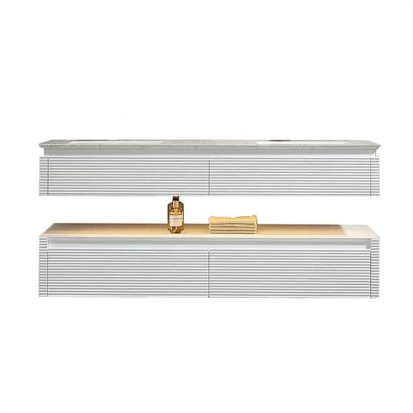 Unbranded 60 in. W x 21 in. D x 20 in. H Floating Bath Vanity in White with White Engineer Stone Top