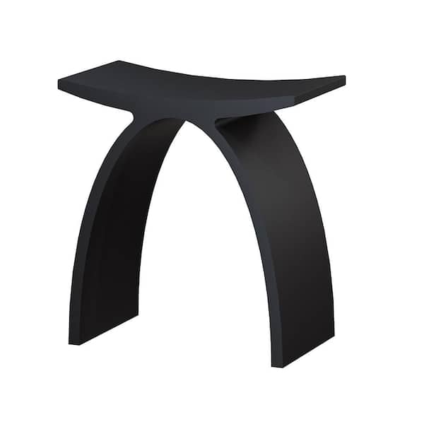 16.5 in. W x 9.1 in. D x 17.1 in. H Solid Surface Stool Waterproof Antimicrobial Stone Resin Shower Seat in Matte Black