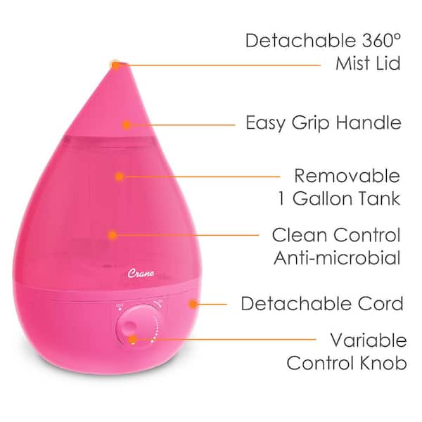 Crane 1 Gal. Drop Ultrasonic Cool Mist Humidifier for Medium