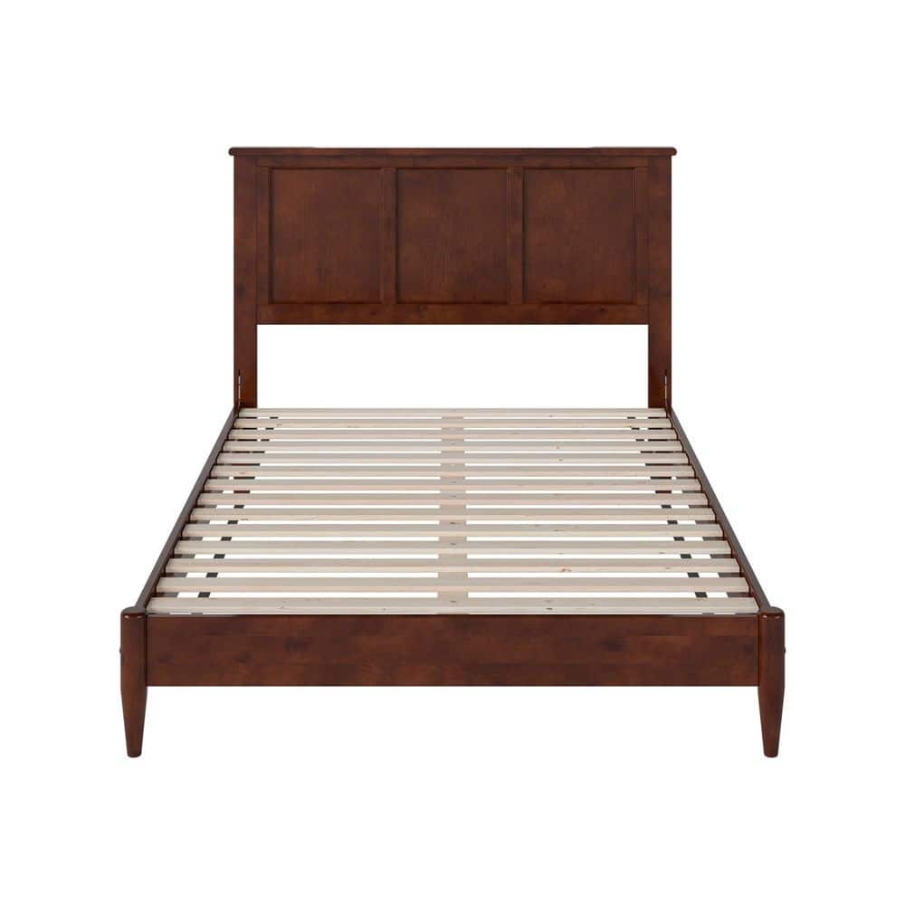 Charlotte Full Walnut Solid Wood Platform Bed with Headboard