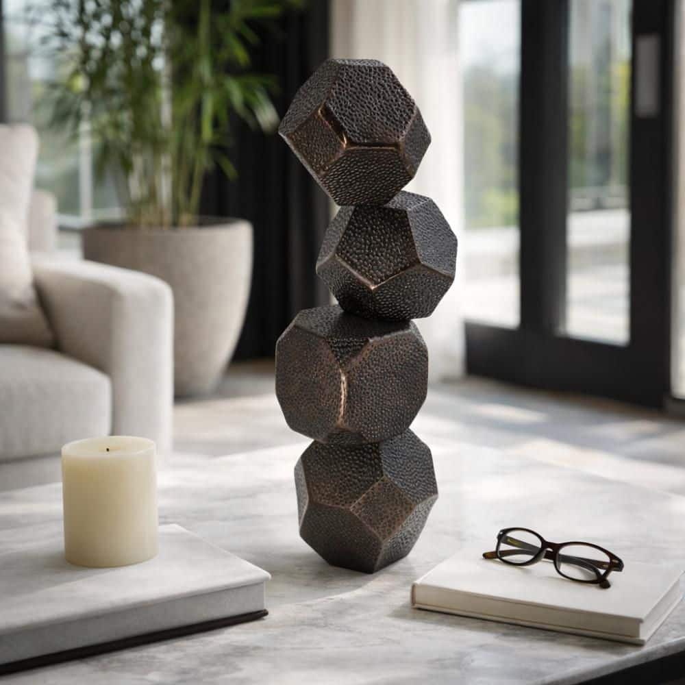 Bronze 7 in. x 22 in. Metal Geometric 3-Sphere Sculpture price history on PriceWatchPro