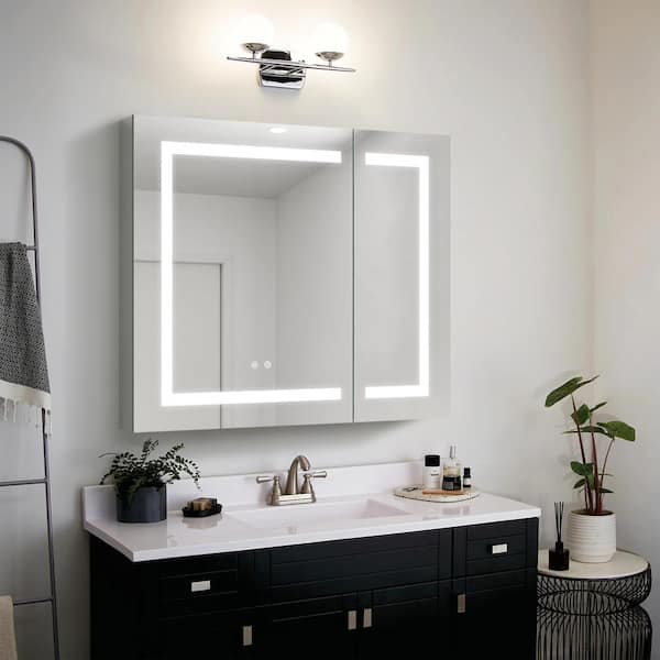 ANGELES HOME 36 in. W x 30 in. H Rectangular Recessed/Surface LED  