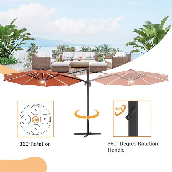 11 foot outdoor patio umbrella California Umbrella Tahoe Series 11 Foot Rectangular Aluminum Market  Umbrella with Crank Lift