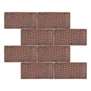 3 in. x 6 in. Hammered Copper Decorative Wall Tile in Oil Rubbed Bronze (8-Pack)