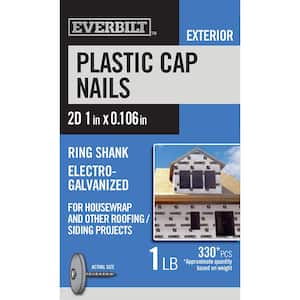 2D 1 in. Plastic Cap Roofing Nails Electro-Galvanized 1 lb (Approximately 330 Pieces)