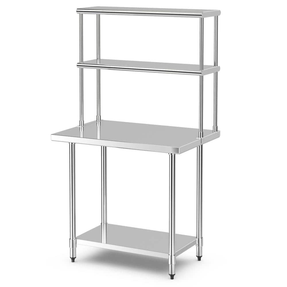 Costway Silver Stainless Steel 36 in. Kitchen Prep Table with 36 in. X 12 in. Shelf TH656Z0