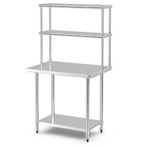Silver Stainless Steel 36 in. Kitchen Prep Table with 36 in. X 12 in. Shelf